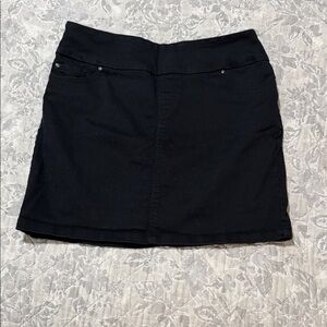 Black Stretch Mini Skirt with Folded Waistband